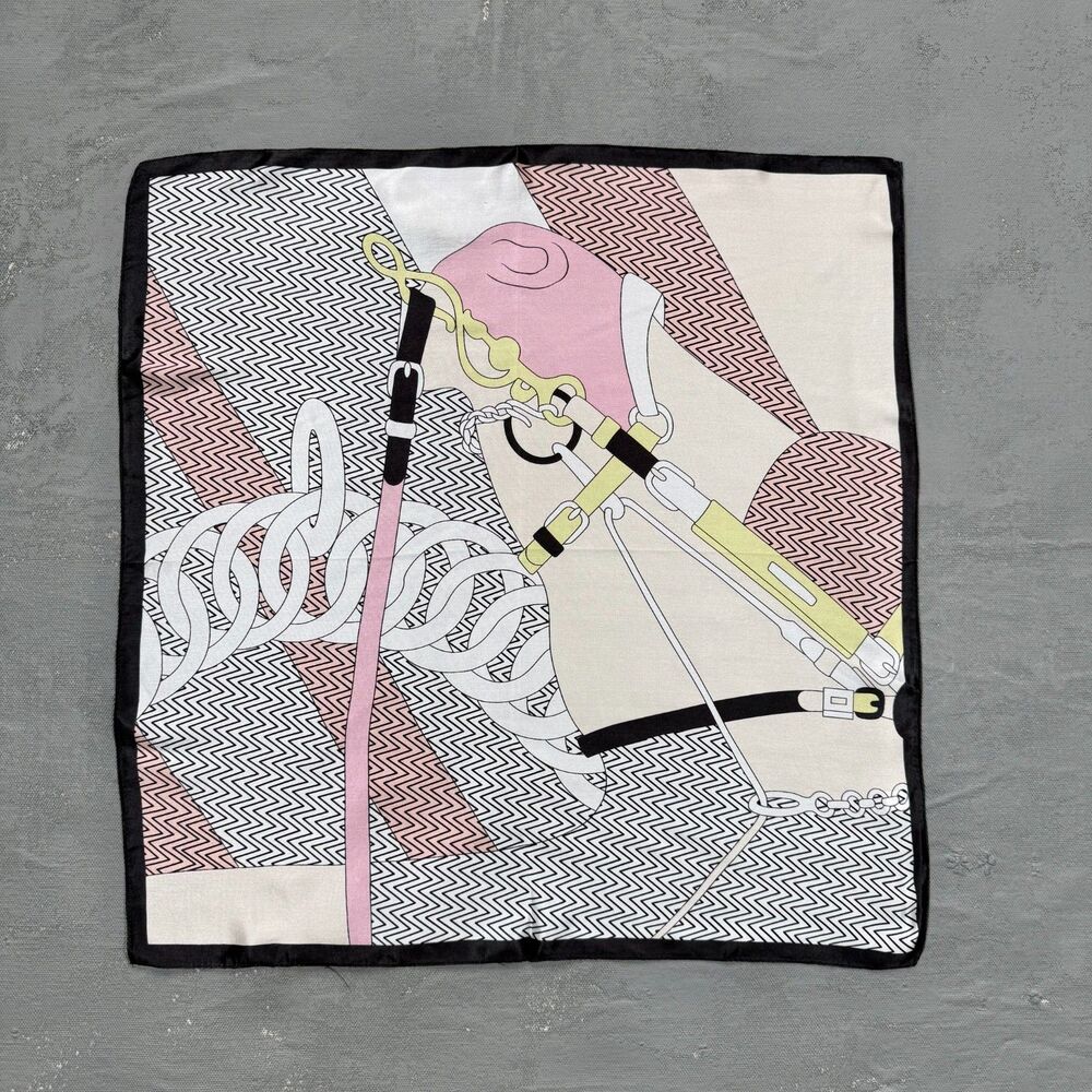 100% Silk Equestrian Design Printed 20 Inch Scarf